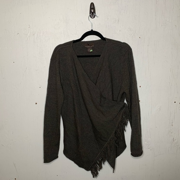 Fenn Wright Manson Sweaters - Fenn Wright Manson Brown Wool Wrap Fringe Cardigan